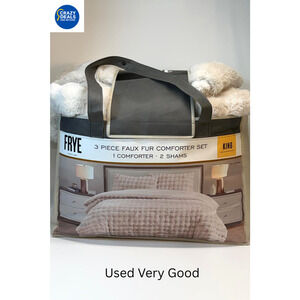 FRYE, 3 Piece - Faux Fur Comforter Set (Choose Color + Size)